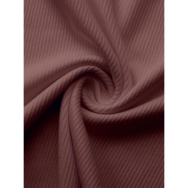 Sold Ribbed Elastic Waist Shorts, Casual Basic Shorts For Summer & Spring, Women's Clothing