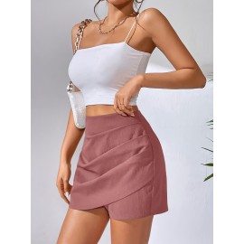 Stylish Ruched High Waist Skort - Flattering, Flowy, and Comfortable Design for Spring and Summer - Elegant Women's Clothing for Outdoor Activities