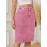 Women's Fashion Pink Denim Skirt - Cotton Blend, Medium Stretch, Solid Color, Sexy Straight Cut with Decorative Fake Buttons, Woven Fabric, Perfect for Spring/Summer/Fall