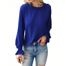 TooluckWomens Casual Tops Blouses Long Sleeve Ruffle Sleeve Loose Shirts